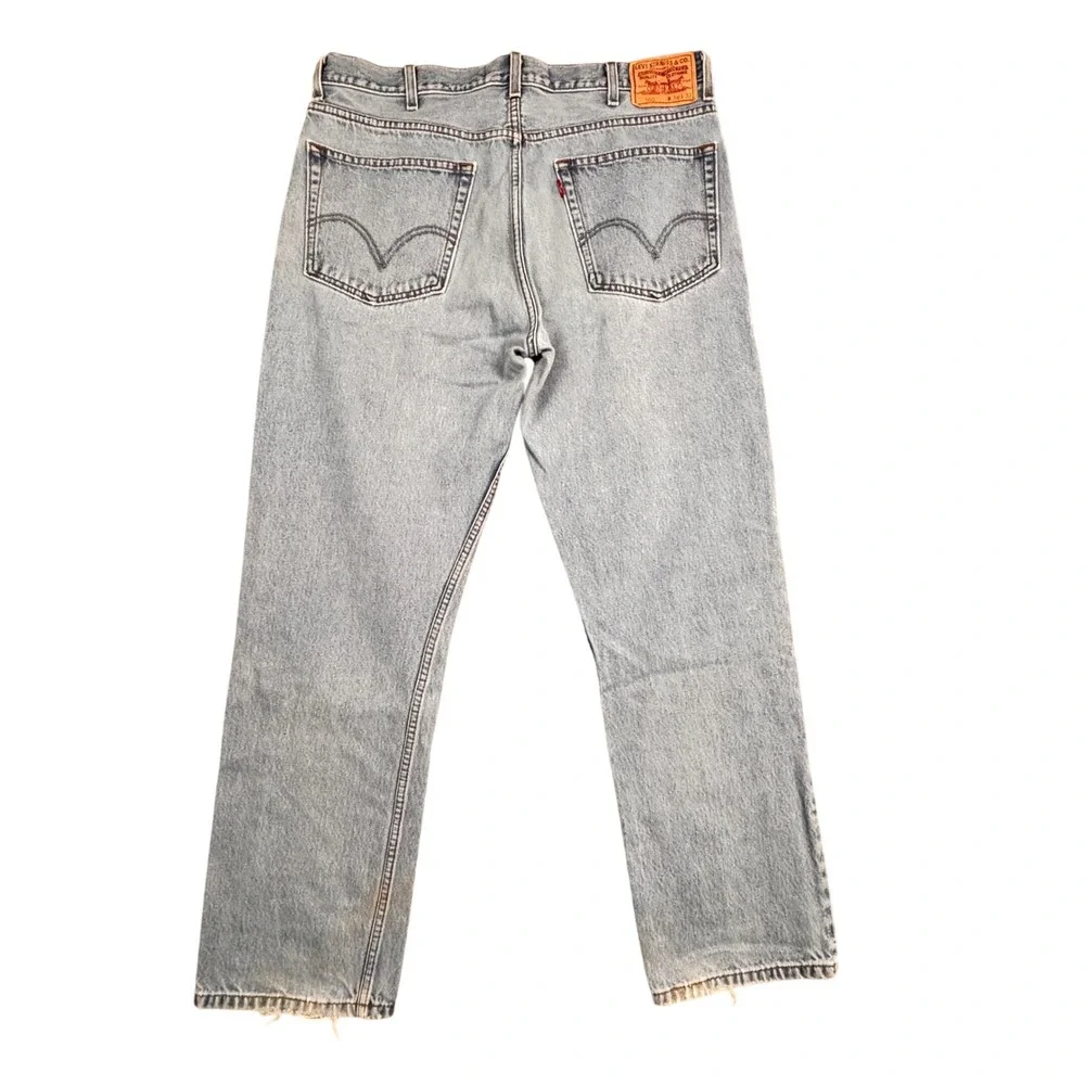 Levis 505 Regular Fit Light Wash Denim Jeans Mens 38x32 Straight Leg 0795